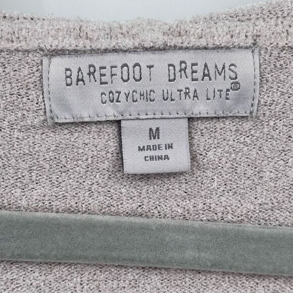 Barefoot Dreams CozyChic Ultra Lite Hooded Seashore Cardigan Tan Size Medium - Picture 3 of 8